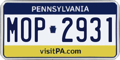 PA license plate MOP2931