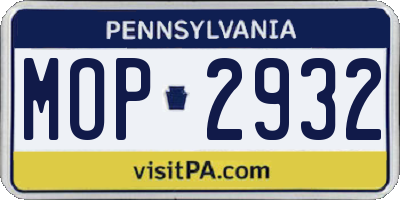 PA license plate MOP2932