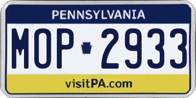 PA license plate MOP2933