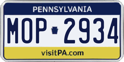 PA license plate MOP2934