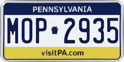 PA license plate MOP2935