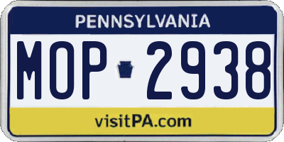 PA license plate MOP2938