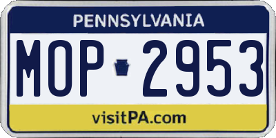 PA license plate MOP2953