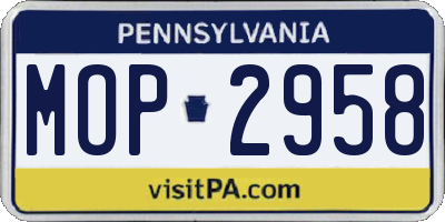 PA license plate MOP2958