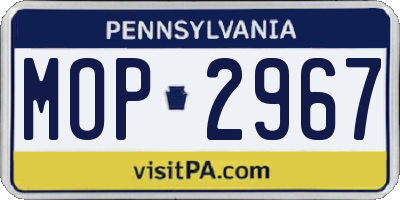 PA license plate MOP2967