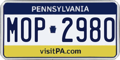 PA license plate MOP2980