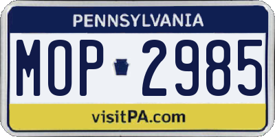 PA license plate MOP2985