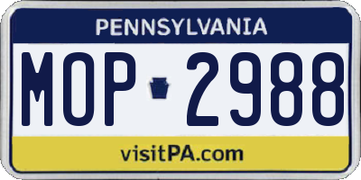 PA license plate MOP2988