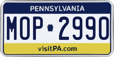 PA license plate MOP2990