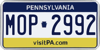 PA license plate MOP2992