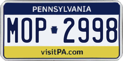 PA license plate MOP2998