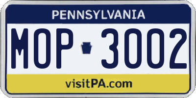 PA license plate MOP3002