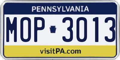 PA license plate MOP3013