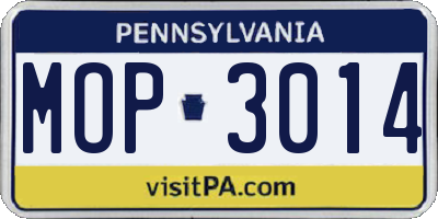 PA license plate MOP3014