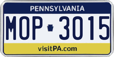 PA license plate MOP3015