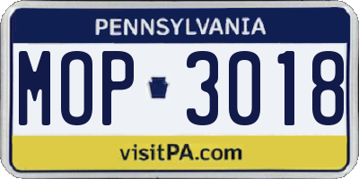 PA license plate MOP3018