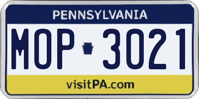 PA license plate MOP3021