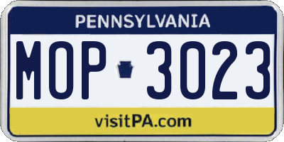 PA license plate MOP3023