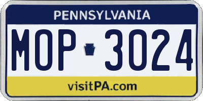 PA license plate MOP3024