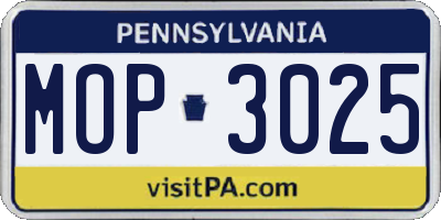 PA license plate MOP3025