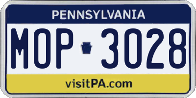 PA license plate MOP3028