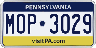 PA license plate MOP3029
