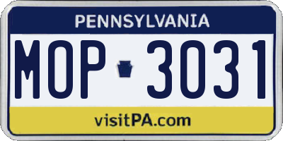 PA license plate MOP3031