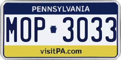 PA license plate MOP3033