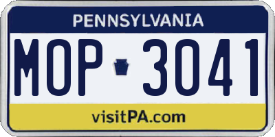 PA license plate MOP3041
