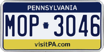 PA license plate MOP3046
