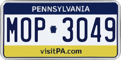 PA license plate MOP3049