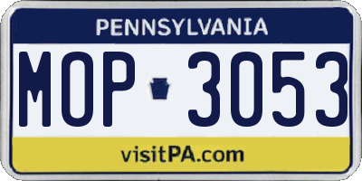 PA license plate MOP3053