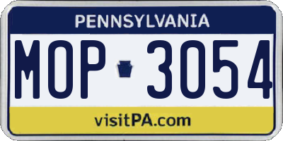 PA license plate MOP3054