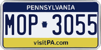 PA license plate MOP3055
