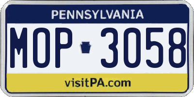 PA license plate MOP3058