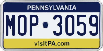 PA license plate MOP3059