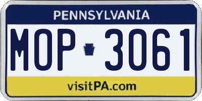 PA license plate MOP3061