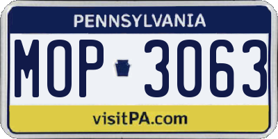 PA license plate MOP3063