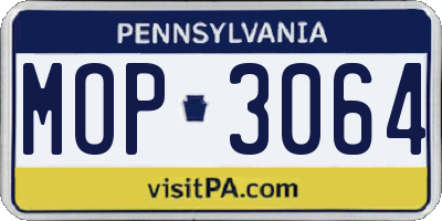 PA license plate MOP3064