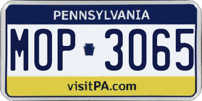 PA license plate MOP3065