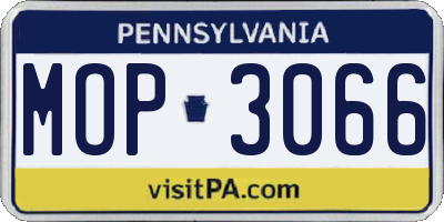 PA license plate MOP3066