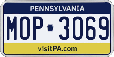 PA license plate MOP3069