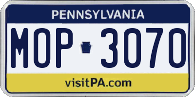 PA license plate MOP3070