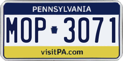PA license plate MOP3071