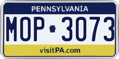 PA license plate MOP3073