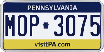 PA license plate MOP3075