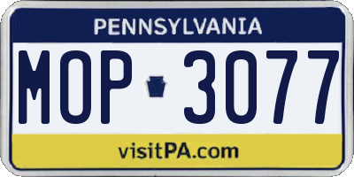 PA license plate MOP3077