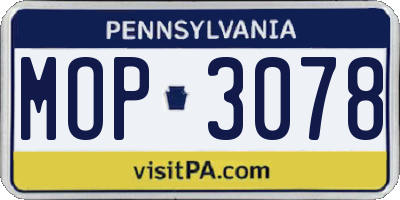 PA license plate MOP3078