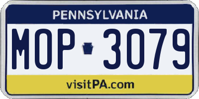 PA license plate MOP3079