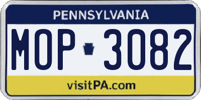 PA license plate MOP3082